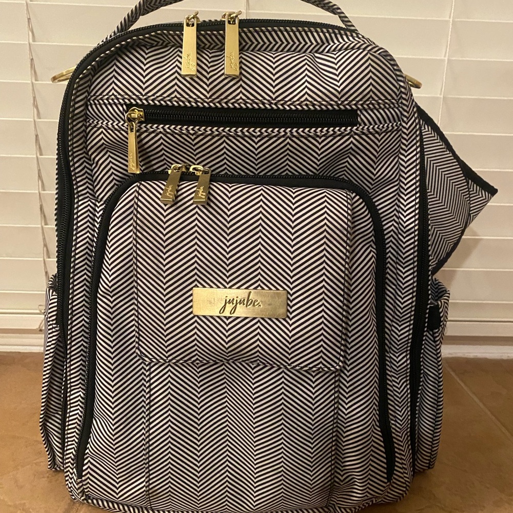 Ju-Ju-Be Chevron Pattern Backpack with Gold Accents